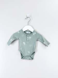 Burrow & Be organic henley bodysuit - sprig (newborn)