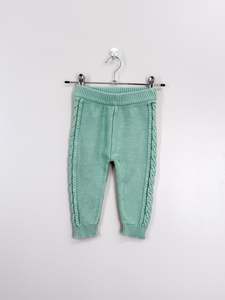 Seed cable knit pants - mint (12-18m)