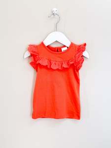 Short Sleeve Tops 1: Teeny Weeny peach lace tee (12-18m)