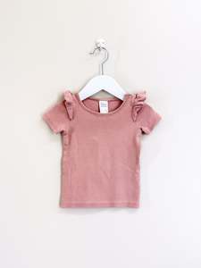 Short Sleeve Tops 1: Teeny Weeny rib frill tee (12-18m)