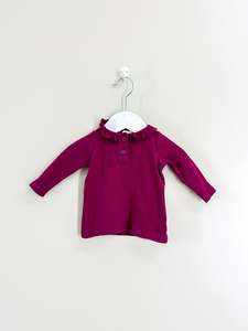 Long Sleeve Tops: Teeny Weeny frill collar rib henley (0-3m)