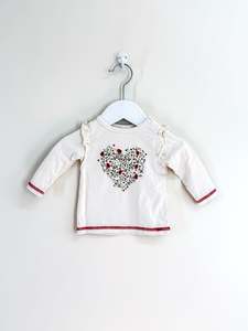 Long Sleeve Tops: Teeny Weeny floral heart tee (0-3m)