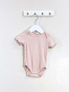 Nature Baby organic bodysuit - pink stripe (0-3m)