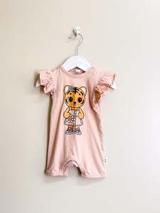Hux organic tigeress short frill romper (6-12m)