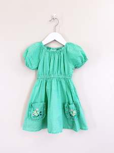 Cotton On Kids puff sleeve check pocket dress (2y)