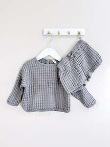 Quincy Mae bamboo flynn set - steel blue (18-24m)