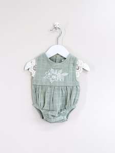 For The Babes: Burrow & Be organic milly lace romper (0-3m)