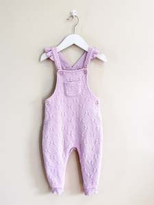 Overalls Playsuits: Teeny Weeny lilac bow textured overalls (3-6m)