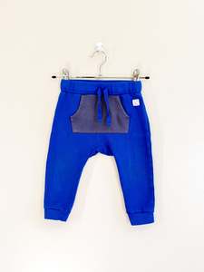 Pants Leggings: Teeny Weeny blue pocket trackies (12-18m)