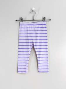 Pants Leggings: Teeny Weeny lilac stripe leggings (3-6m)