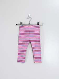 Pants Leggings: Teeny Weeny rib stripe leggings (3-6m)