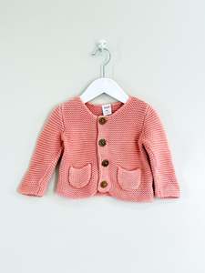 Seed chunky knit cardigan - peach (6-12m)