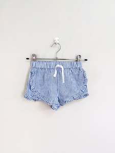 Shorts Skirts Bloomers: Teeny Weeny linen striped bloomer shorts (6-12m)