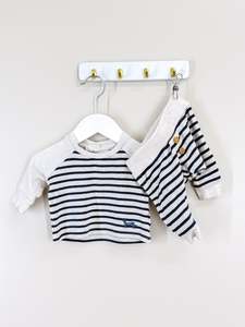 Peter Alexander: Peter Alexander organic waffle striped PJ set (0-3m)