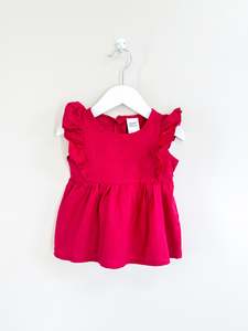 Teeny Weeny linen frill smock top (12-18m)