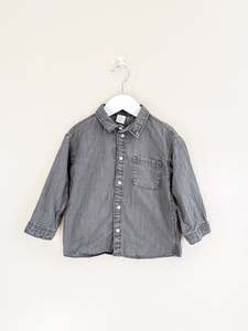 Long Sleeve Tops: H&M long sleeve shirt - grey (18-24m)