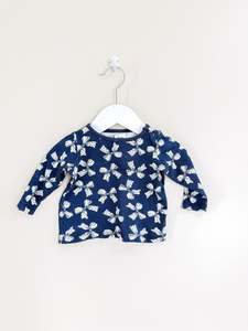 Long Sleeve Tops: Teeny Weeny rib bow long sleeve tee (3-6m)