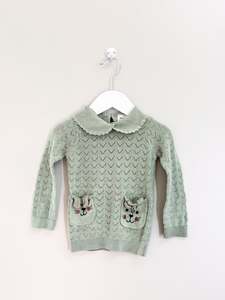 Teeny Weeny pointelle collared knit top (6-12m)