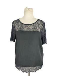 Lipsy London black lace-look top | size 10