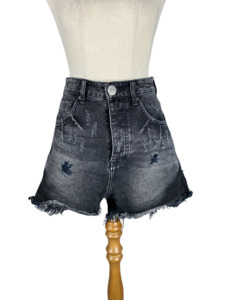 Shorts: One Teaspoon black denim distressed shorts | size 26