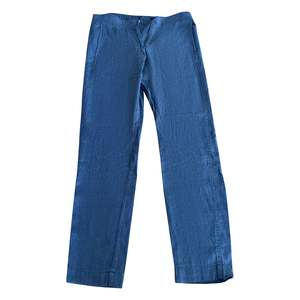 Sale: Trenery linen-blend blue denim look straight leg trousers | size 8