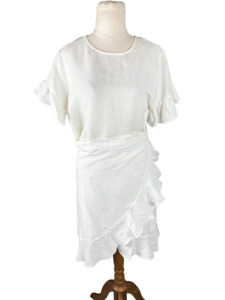 Dresses: Decjuba off-white linen blend dress | size 8