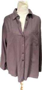 Chocolate linen-blend shirt | size 12