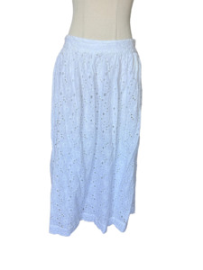 Tu broderie white midi cotton skirt | size 14