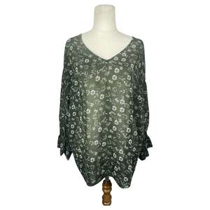Sale: PiPER green floral oversize sheer blouse | size 10