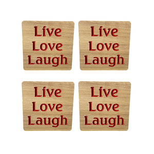 Coasters: COASTERS RECYCLED RIMU "LIVE, LOVE, LAUGH" SET