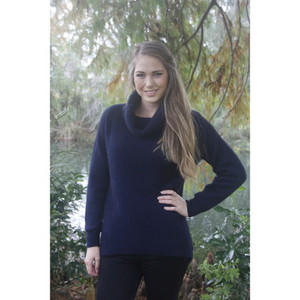 Lothlorian Merino - Possum Curved Hem Cowl Neck Jumper