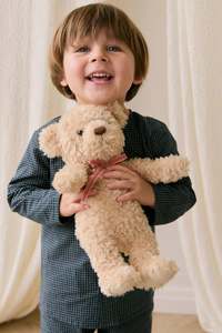 3 Year Old: Snuggle Bunnies - Arthur the Bear - With Red Stripe Ribbon Bow 30cm