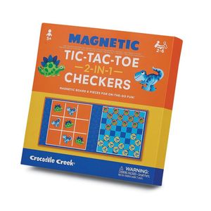 7 Year Old: Crocodile Creek Magnetic Games - Tic Tac Toe & Checkers - Dino