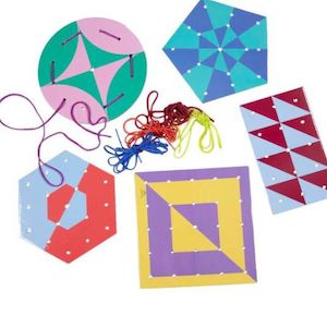 Board Games: eeBoo Lacing Cards Shapes & Patterns