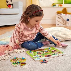 Wooden Puzzles: B. Wooden Puzzle - Farmer & Farm Animal