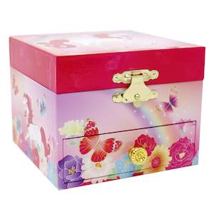 Pink Poppy Unicorn Butterfly Small Musical Jewellery Box