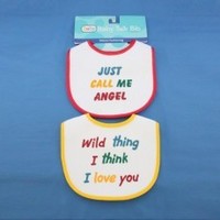 Baby talk fun slogan 2 pack bib set