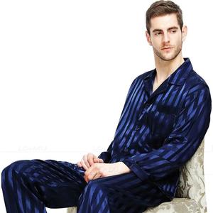 Mens: Reyes Mens Striped Silk Satin Pyjamas