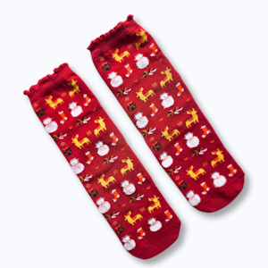 Socks: Red Christmas Icons Socks