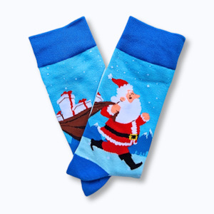 Socks: Blue Santa Socks