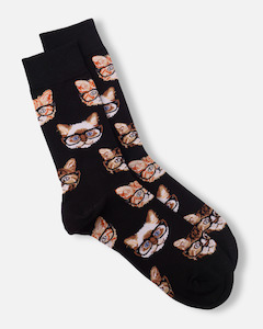 Mens Mid Calf Socks: Mister Meow Socks