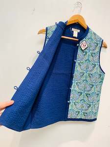 jackets/coats: Handcrafted Reversible Waist length Quilting Kantha Vest # 4471