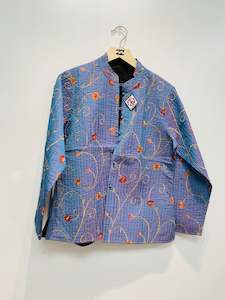 Kantha Jackets Coat: Handcrafted Reversible waist length Quilting Kantha Coat # QUIL033