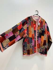 CLEARANCE!!  Handcrafted Reversible waist length Quilting Kantha Coat # QUIL026