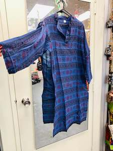 Boho Style Mens Kurta: Bohemian style handcrafted Unisex long om kurta shirt .# 6046