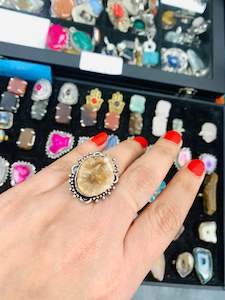 Bohemian style handcrafted Natural stones Rings # 69663