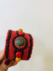 Accessories Cuff Bangles Pendants Macrame Crystals Pendants: BOHEMIAN STYLE HANDCRAFTED HAND CUFF BANGLE# 8461