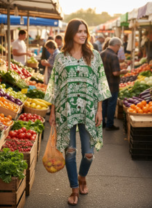 Bohemian style handcrafted cotton Shirt/Top #001803