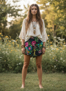Bohemian style handcrafted Georgette shorts # 4496