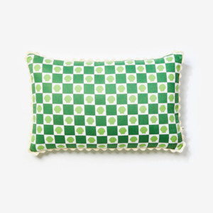 Cushions And Throws: Shell Check Green Cushion - 60cm x 40cm